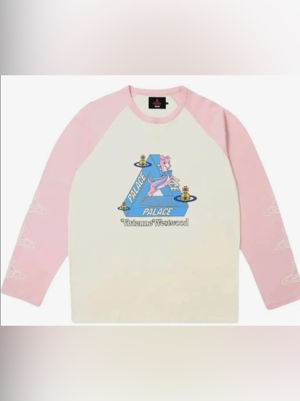 Palace x Vivienne Westwood Raglan Long Sleeve Tee Pink White Size L NWT FW24